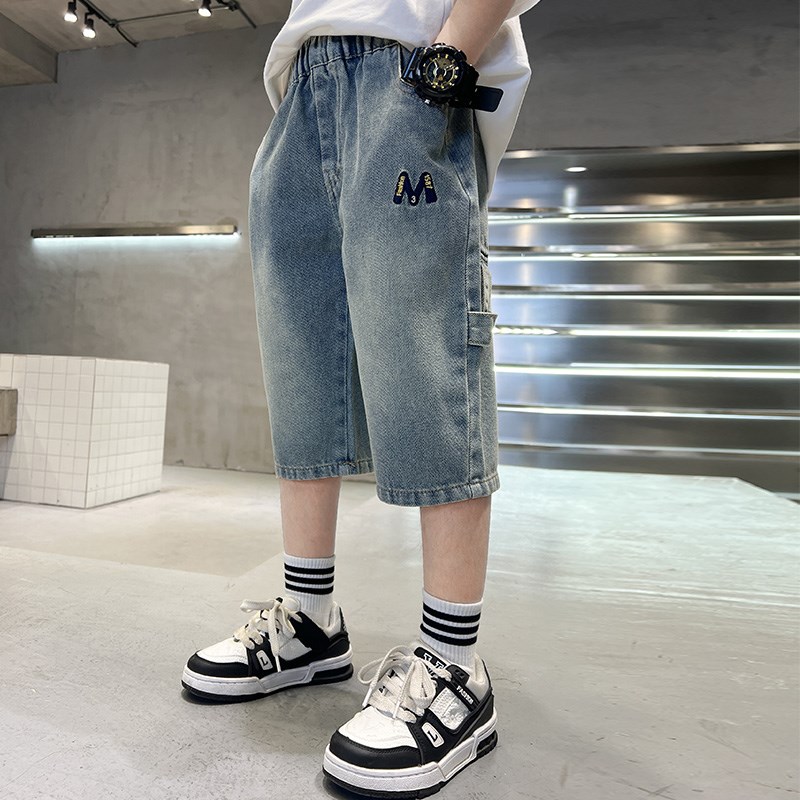 男童夏装牛仔短裤夏款中大童2025新款儿童装夏季男孩中裤子薄款潮