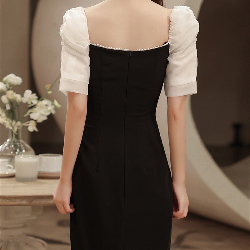 黑色法式生日晚礼服裙女夏季气质名媛轻奢小众高端高级感平时可穿