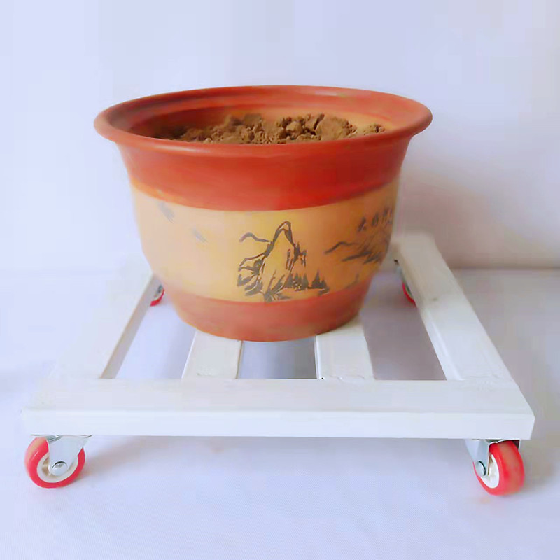 加厚实心铁制圆形移动花架花盆底座花托带万向刹车滑轮子花盆托盘