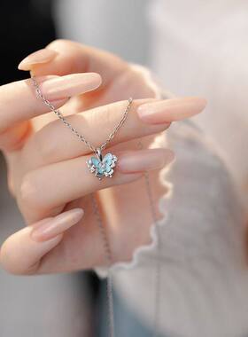 2026春日蝴蝶夜光滴釉锁骨链