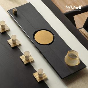 高端黑金石茶盘排水家用茶具托盘轻奢现代客厅湿泡台乌金石铜茶台