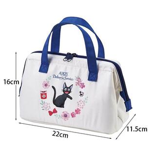 日单skater 黑猫吉吉粉色花朵图案保温饭盒袋 迷你学生早餐包