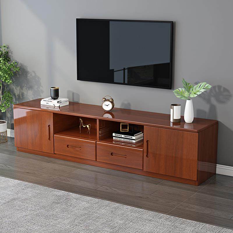 实木茶几电视柜组合轻奢小户型客厅家用白色地柜新中式收纳柜定制