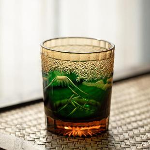 江户切子威士忌杯复古手作酒杯家用洋酒杯水晶玻璃杯礼盒包装 日式