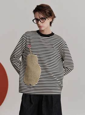 MINGSI x JEEN冬季合作系列梨子系列条纹T恤JA1041402