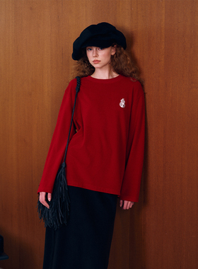 【商场同款】JEEN年红葫芦绣圆领T恤长袖宽松上衣JB1041402