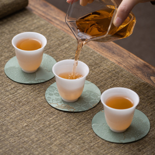 家用茶桌茶具配件茶杯垫子 布艺织锦茶道隔热防烫防滑杯垫茶垫中式