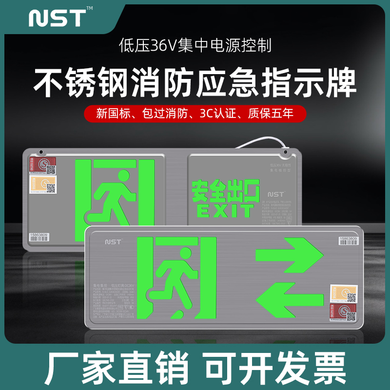 NST拿斯特A型消防疏散指示牌应急灯DC36V集控安全出口集中电源箱