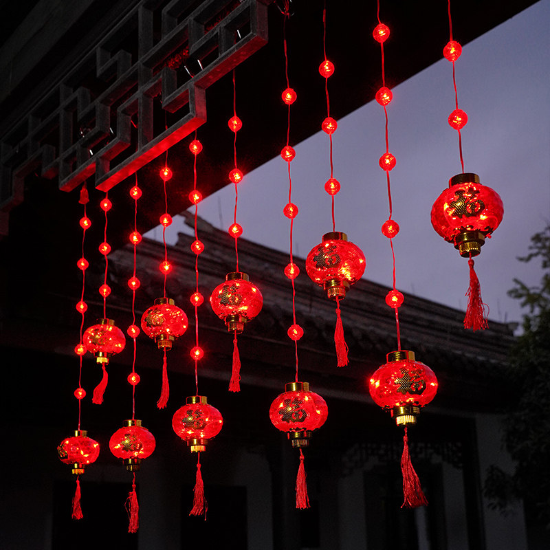 2026新年春节红灯笼发光挂件户外居家装饰品窗帘灯过年发光LED灯