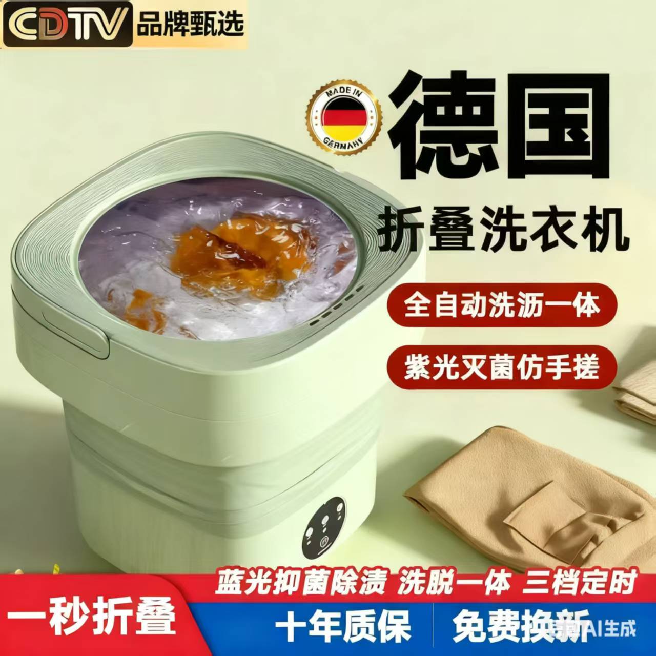 德国黑科技迷你折叠洗衣机小型