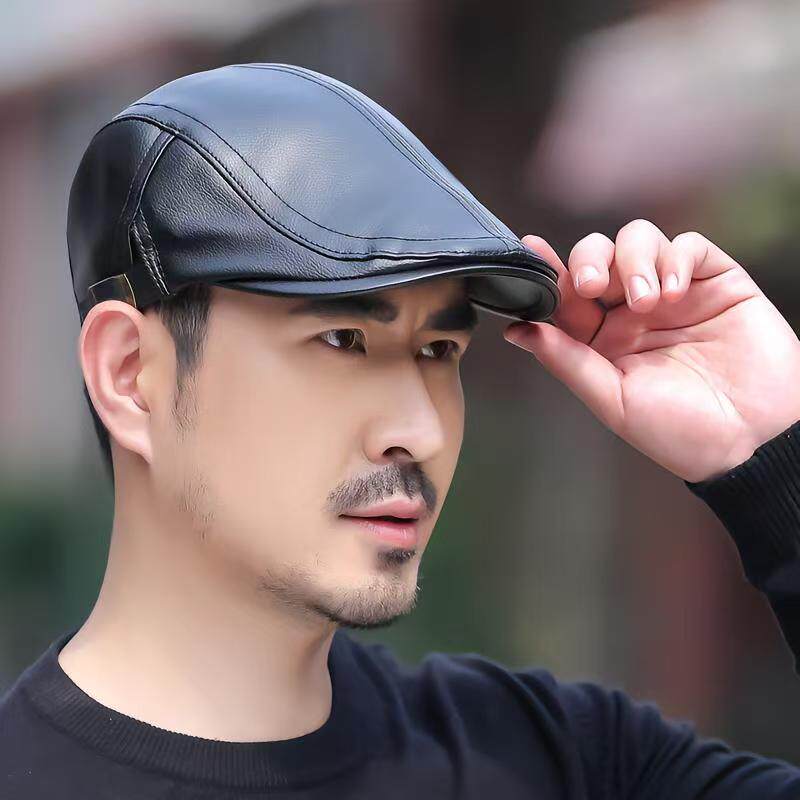英伦复古画家帽男女士真皮贝雷帽