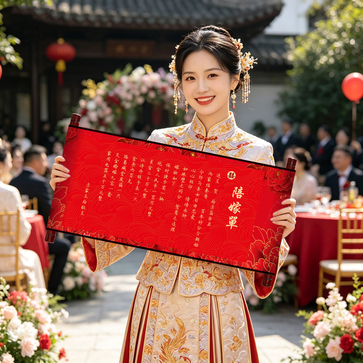 新式娘家陪嫁卷轴结婚更有仪式