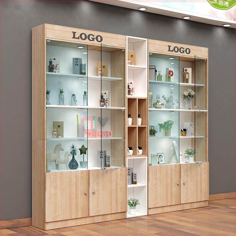 酒柜带锁玻璃展示柜带锁商用玻璃门礼品柜货柜化妆品产品展柜美容