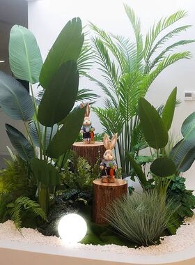 真绿植造景装饰摆件假绿植网红室内玄关大型景观楼梯下造景植物