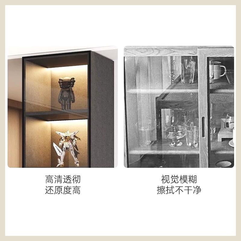 定制玻璃门书柜展示柜轻奢客厅实木质一体整墙书橱酒柜包安装柜子