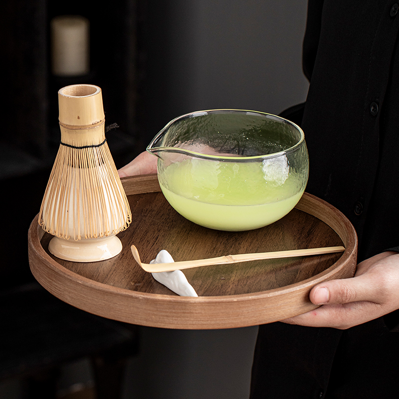 高硼硅耐高温玻璃分茶碗日式打抹茶茶筅茶勺礼盒点茶白竹茶刷茶勺