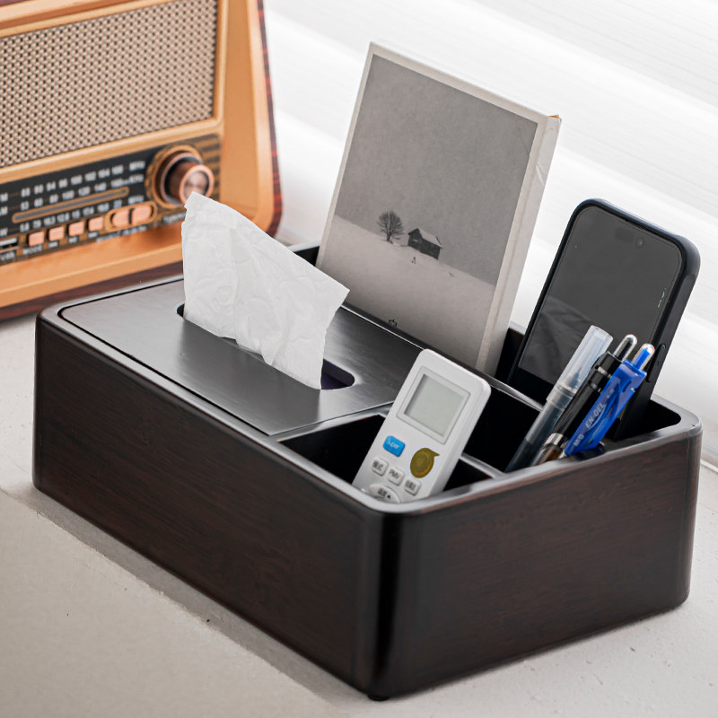 胡桃色竹制纸巾盒家用客厅桌面抽纸盒茶几轻奢遥控器收纳盒多功能,餐饮具,茶道/零配,淘宝优惠券,粉丝福利购,淘宝优惠卷