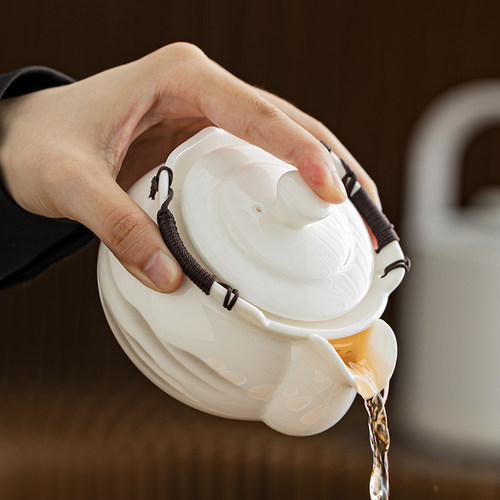 羊脂玉白瓷高档泡茶壶防烫手抓壶盖碗茶杯单个茶具茶碗带盖子泡茶