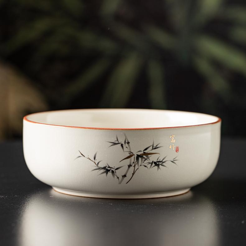 汝窑茶洗家用茶洗缸开片可养水盂杯洗大号建水缸茶杯笔洗茶具配件