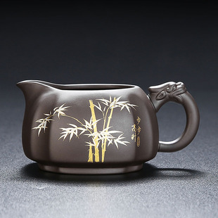 紫砂金竹公道杯家用分茶杯手把防烫匀杯功夫茶具公平杯陶瓷茶具