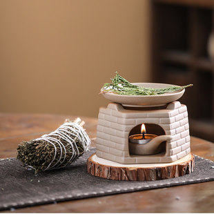 粗陶熏香烤茶炉套组加热温茶炉茶叶提香炒茶器烘焙茶瓦片暖茶烤炉