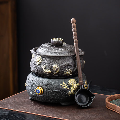 电陶炉围炉煮茶壶黑茶白茶专用勺式煮茶器烧茶炉茶具带盖陶瓷茶碗