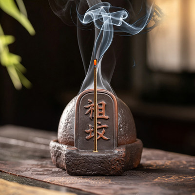 创意紫陶祖坟冒青烟中式复古紫砂薰炉茶室书房古典线香熏香炉摆件