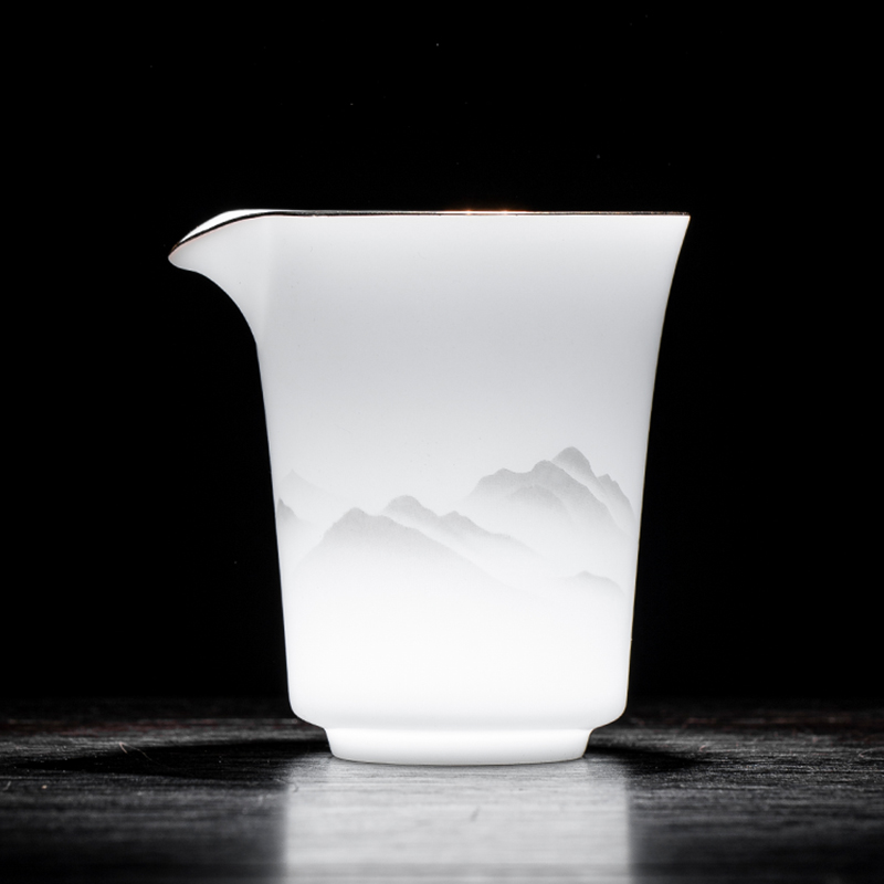 羊脂玉瓷冰种公道杯分茶器茶海高档陶瓷功夫茶具茶海公杯茶海均分