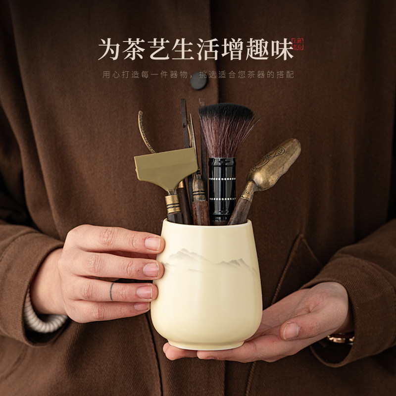 汝窑茶道六君子白瓷功夫茶具配件茶勺茶夹茶笔收纳筒工具大全套装,餐饮具,茶道/零配,淘宝优惠券,粉丝福利购,淘宝优惠卷