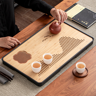 茶盘家用2026新款小型储水式茶托盘功夫茶具沥水茶海干泡茶台竹制