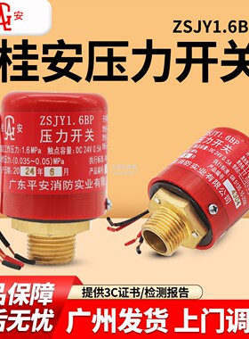 现货 桂安牌平安DC24V 消防压力开关ZSJY1.6BP湿式报警阀雨淋阀