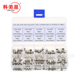 20A保险丝套装 100PCS 0.2A 10种阻值各10只 100个 5X20保险管盒装