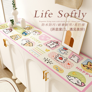 线条小狗玄关柜桌垫多巴胺可爱好打理餐边柜电视柜可裁剪防水桌布