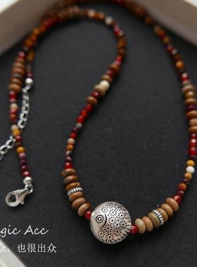 年年有余新中式天然石纯银项链