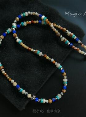 复古天然石彩色新款气质串珠项链