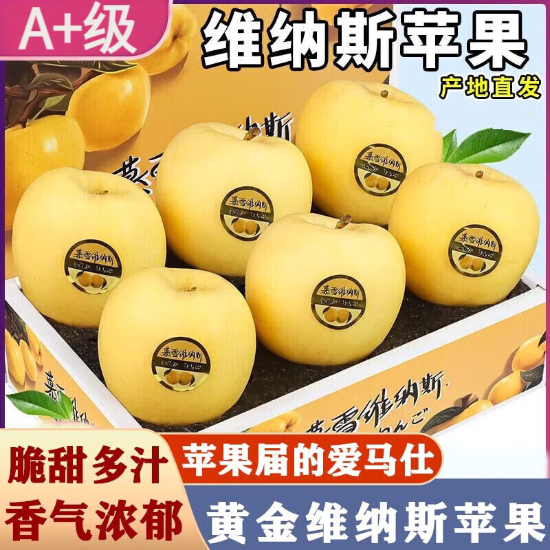 正宗黄金维纳斯苹果新鲜苹果脆甜富士整箱黄金老树平果维纳斯苹果