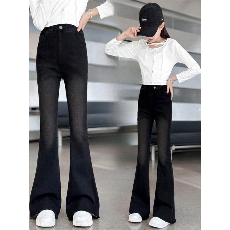 女童黑色牛仔裤2025秋季新款女大童喇叭裤韩版洋气女孩秋装长裤子