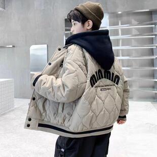 男童棉服外套中大童宽松二棉轻薄款儿童冬季夹棉2025新款棒球服潮
