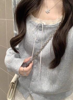 打底衫2025新款今年流行爆款高级感内搭毛衣女超好看蓝色针织上衣