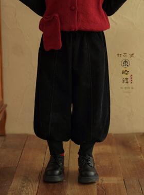 砚台家童装男童灯芯绒休闲裤2025冬季新款儿童加绒束脚裤男宝长裤