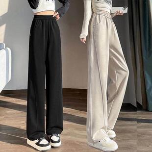 女童裤子春秋2025新款秋装大童休闲直筒裤窄版阔腿裤儿童运动厚棉