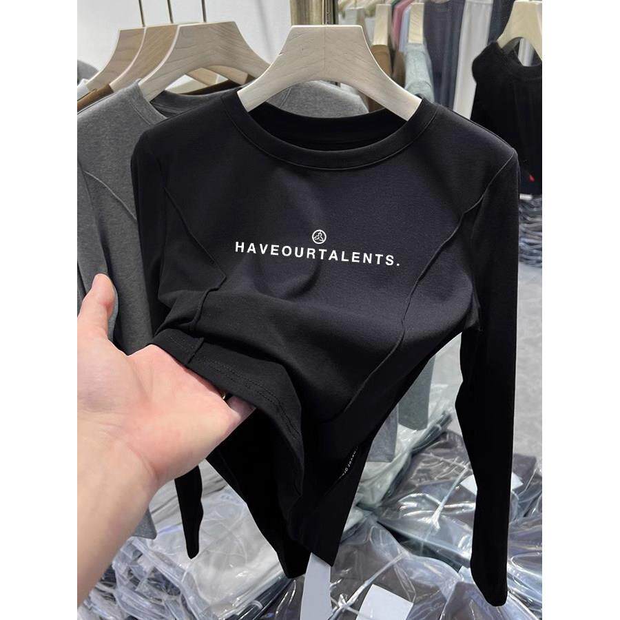 纯棉女童长袖t恤春秋2025新款儿童女孩洋气修身打底衫上衣爵士舞