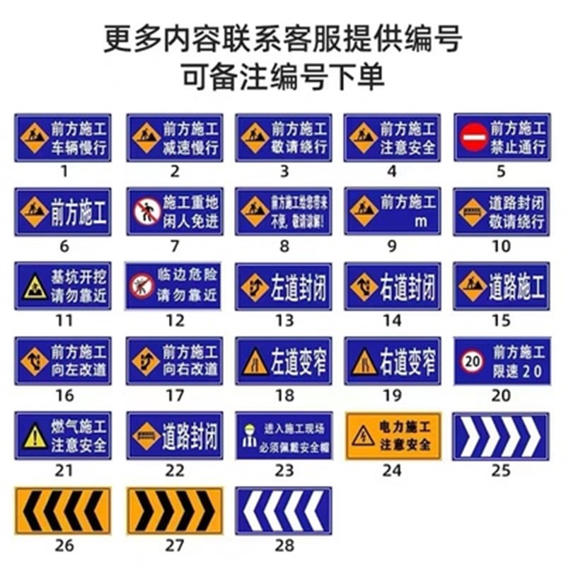 广东前方道路施工警示牌标识牌交通标志反光导向指示工地安全施工