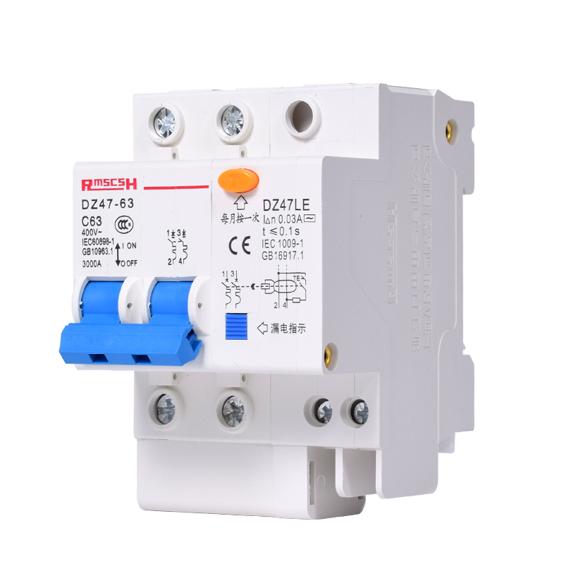 DZ47LE-63 漏电断路器 开关 家用保护器 1P+N 2P 3P+N 4P 40A 63A