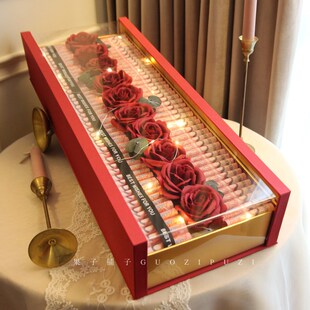 生日礼物盒放烟钱花礼盒diy材料透明礼品盒男生高级惊喜盒子空盒