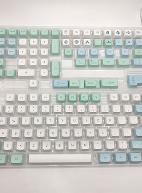 冰晶冰川主题MAC增补键帽pbt热升华xda十字轴61/64/87/84/104/108