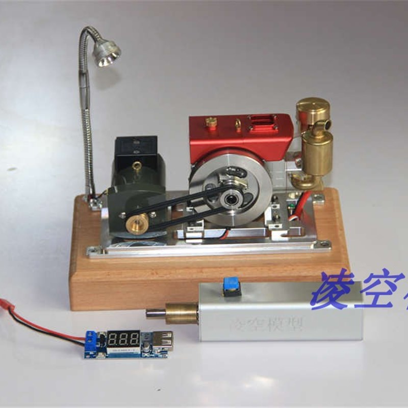 模型仿真迷你发电机甲醇汽油发动机可配可发电12v数字显示配件