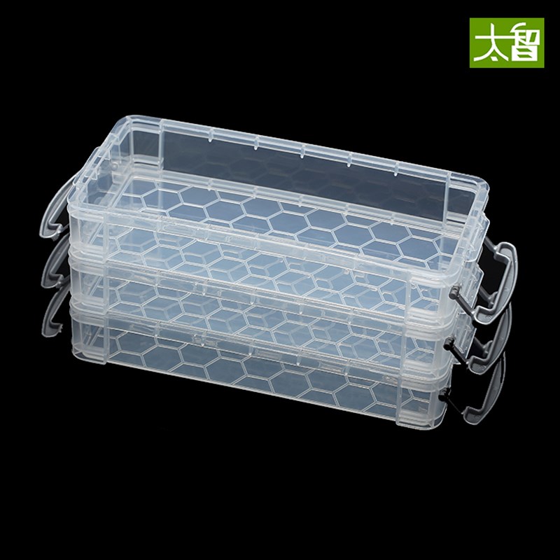 两侧双扣 R582 R585 长方形塑料工具盒透明塑料子元件盒原配件盒