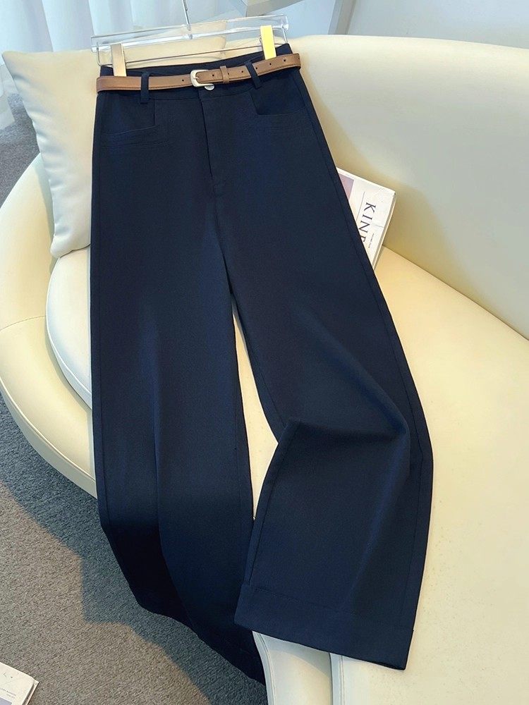 藏青色西装直筒裤女秋季2025新款超好看通勤宽松显瘦九分阔腿裤子,女装/女士精品,休闲裤,淘宝优惠券,粉丝福利购,淘宝优惠卷