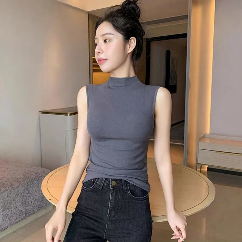 半高领无袖背心女夏外穿2026新款
